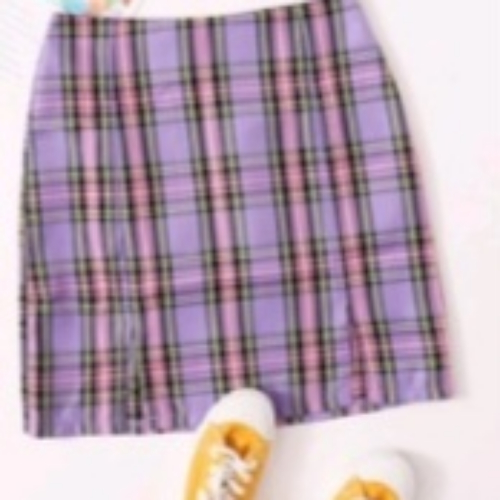 High Waisted Plaid Skirt